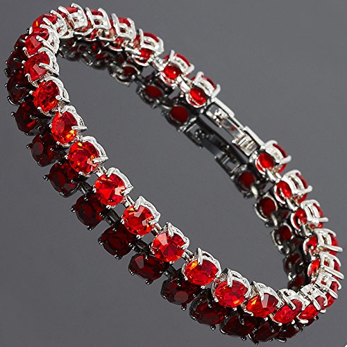 RIZILIA Round Cut Multi-Color CZ 18K Gold Plated Tennis Bracelet, 7"