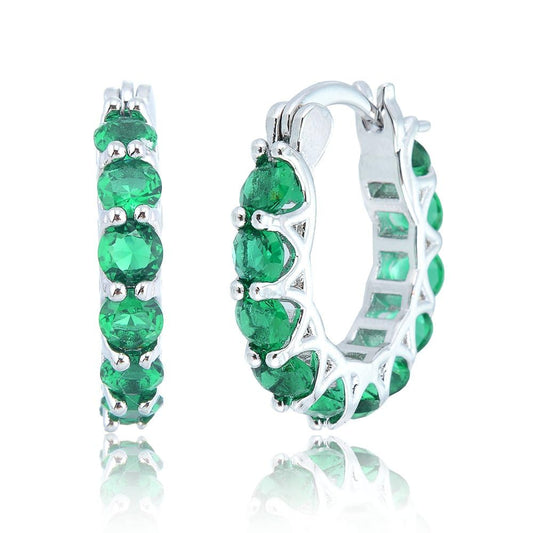 RIZILIA 18K Gold Plated Hoop Earrings for Women, Round Cut CZ Multi Gemstone Colorful Hoop Earrings, Trendy Jewelry Gift for Women, 20mm