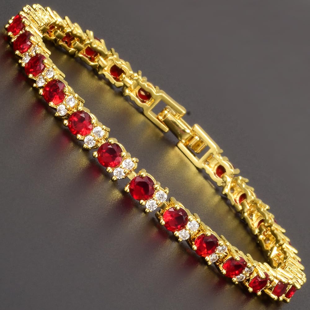 RIZILIA Eternity Tennis Bracelet & Round Cut CZ in Yellow Gold Plated, 7"