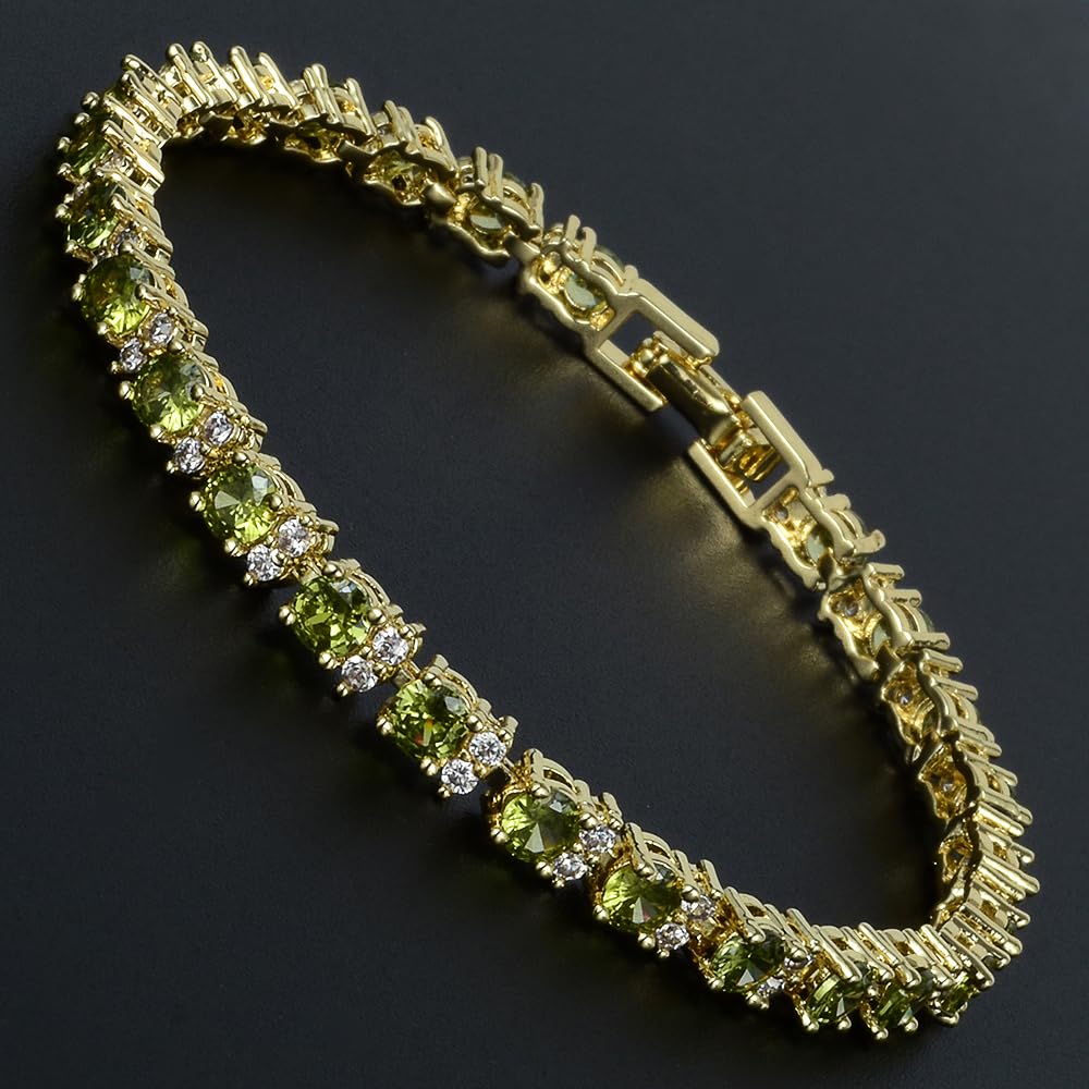 RIZILIA Eternity Tennis Bracelet & Round Cut CZ in Yellow Gold Plated, 7"