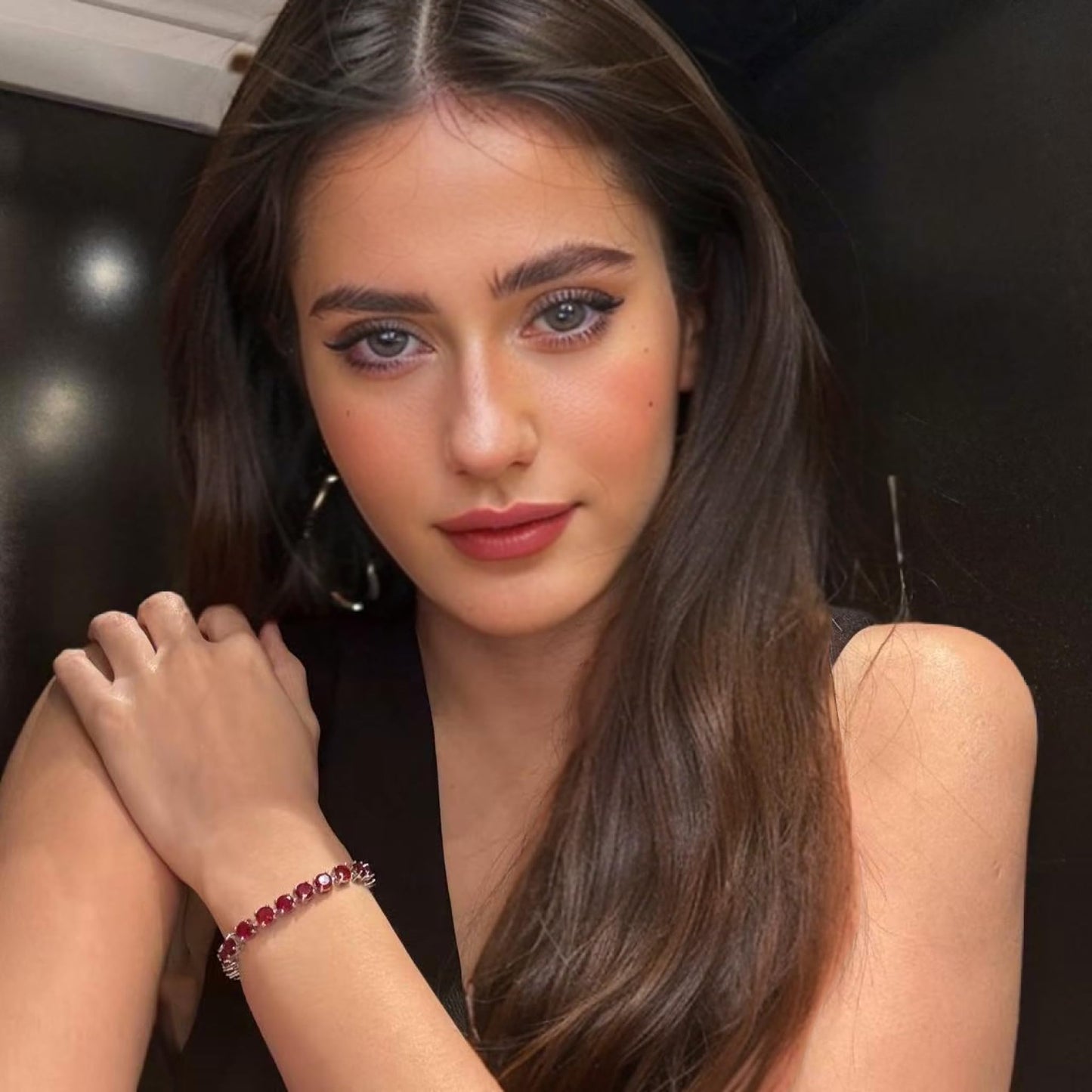 RIZILIA Round Cut Multi-Color CZ 18K Gold Plated Tennis Bracelet, 7"