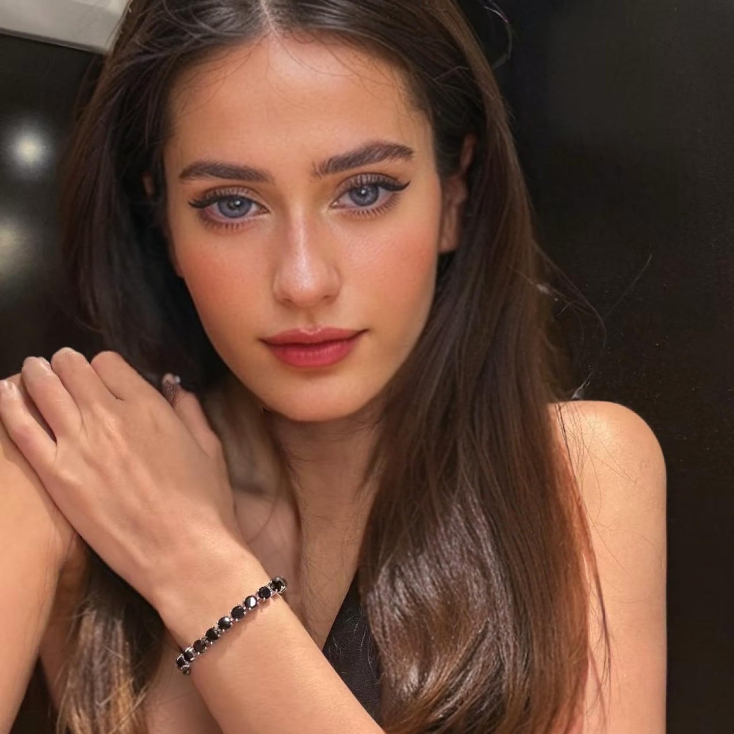 RIZILIA Round Cut Multi-Color CZ 18K Gold Plated Tennis Bracelet, 7"