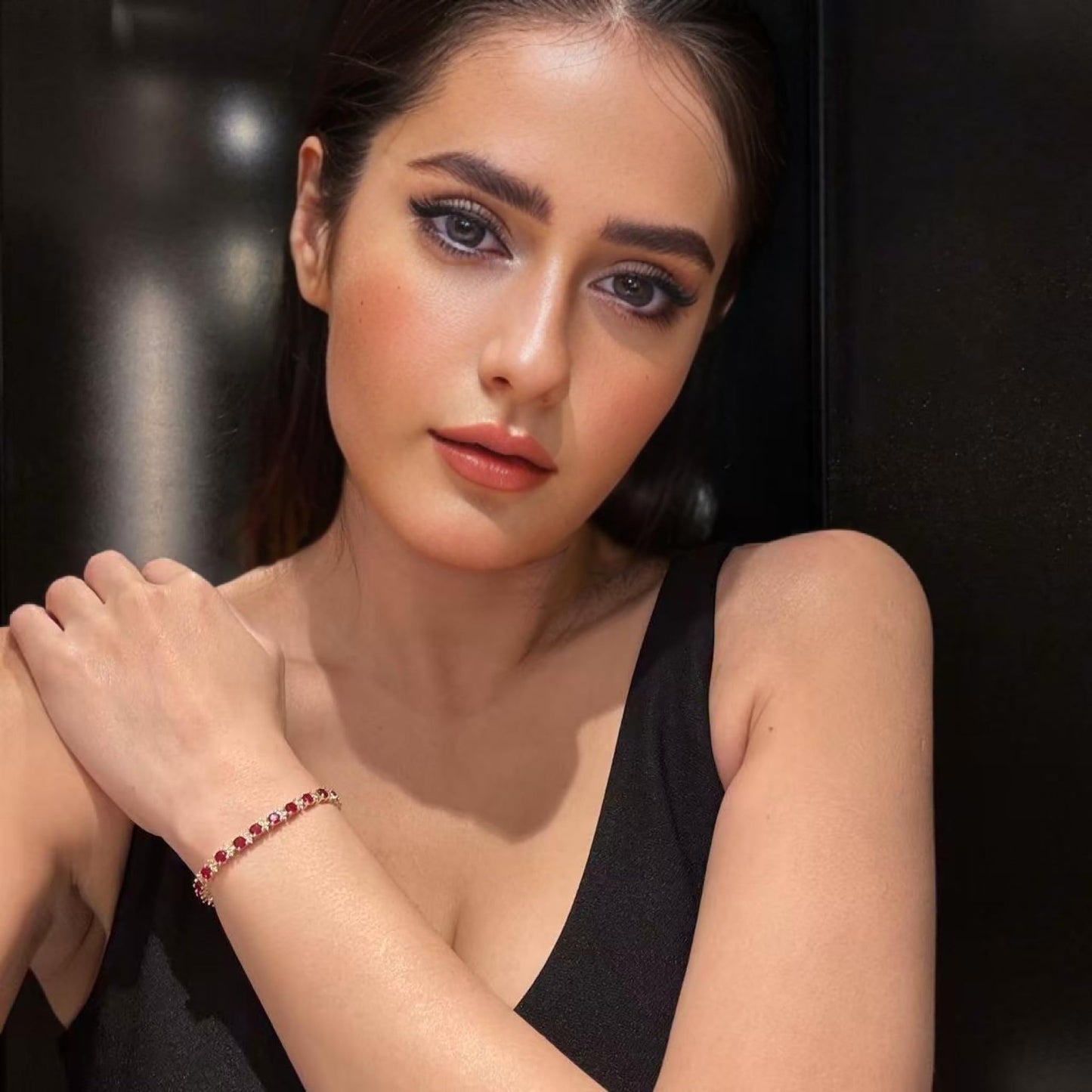 RIZILIA Eternity Tennis Bracelet & Round Cut CZ in Yellow Gold Plated, 7"