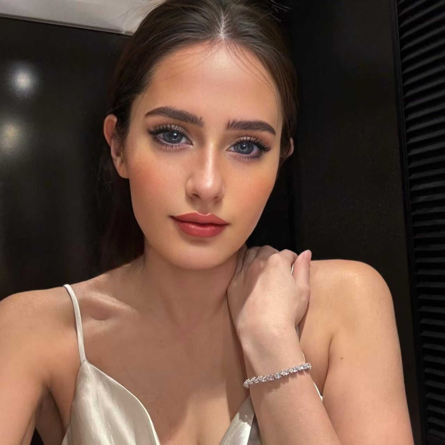 RIZILIA Round Multi-Color CZ Birthstone White Gold Plated Tennis Bracelet, 7"