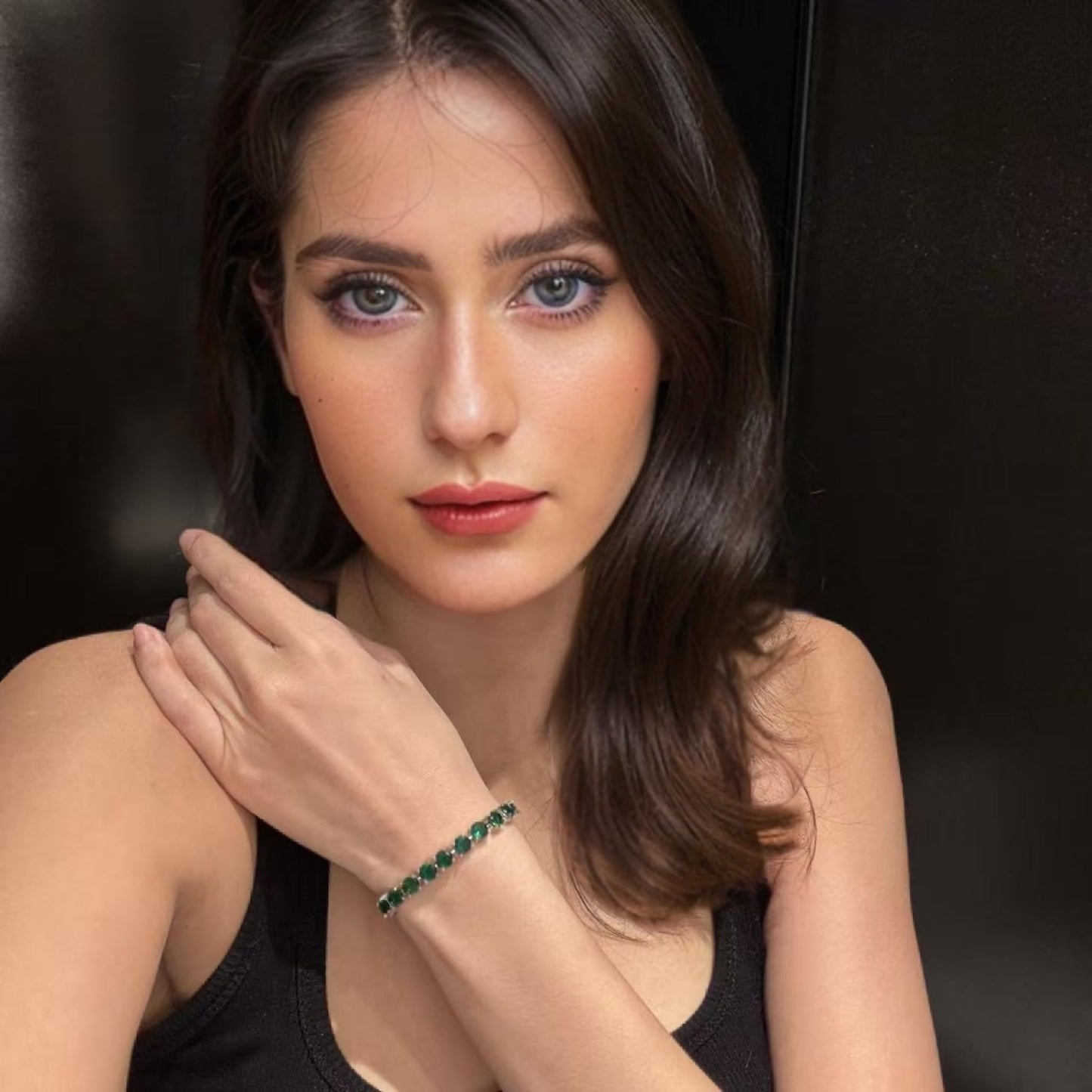 RIZILIA Round Cut Multi-Color CZ 18K Gold Plated Tennis Bracelet, 7"