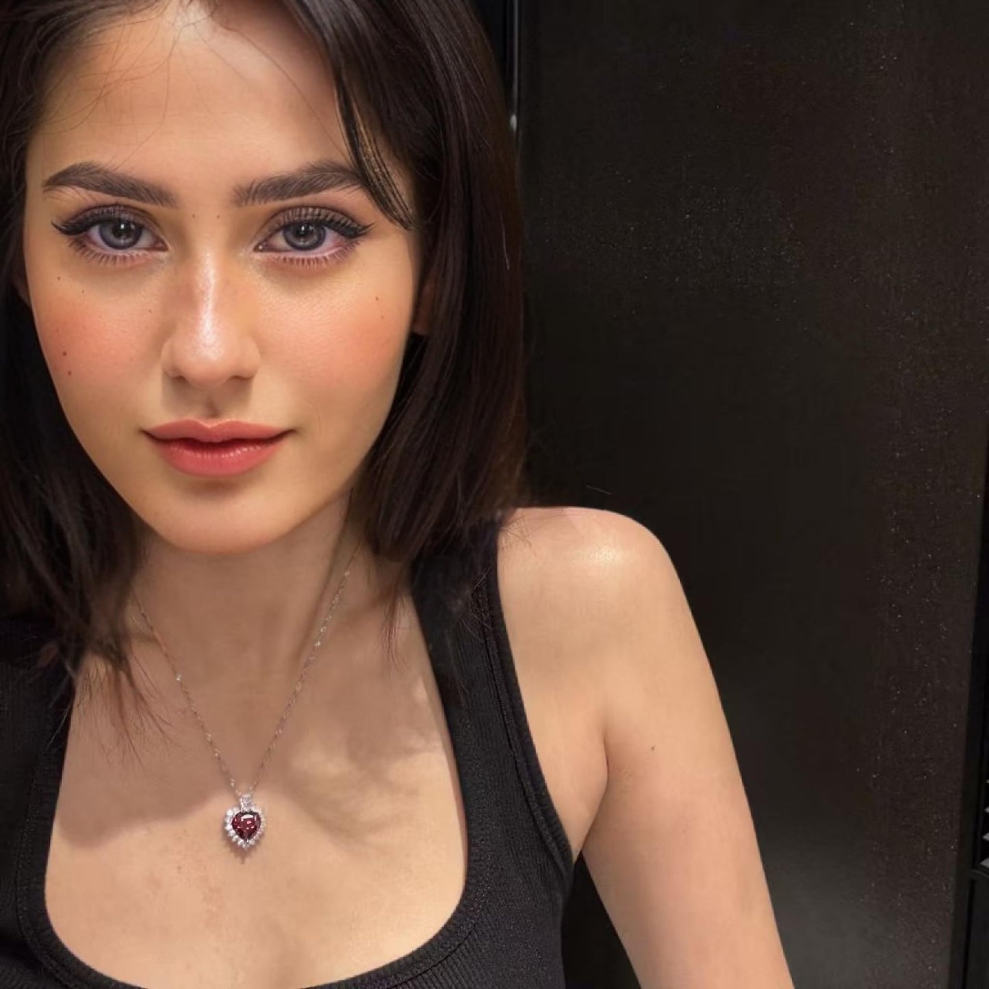 RIZILIA Ocean Heart Necklace for Women, Heart Cut Multi-Color Birthstone CZ Pendant in 18K White Gold Plated, 18 + 2 Inch Extension Chain, Modern Elegant Design Gift Idea for Women