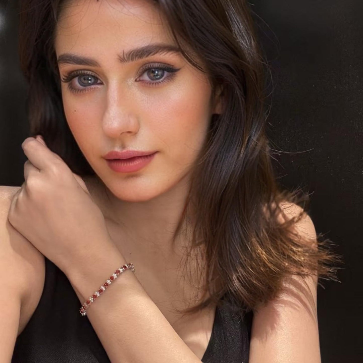 RIZILIA Round Multi-Color CZ Birthstone White Gold Plated Tennis Bracelet, 7"