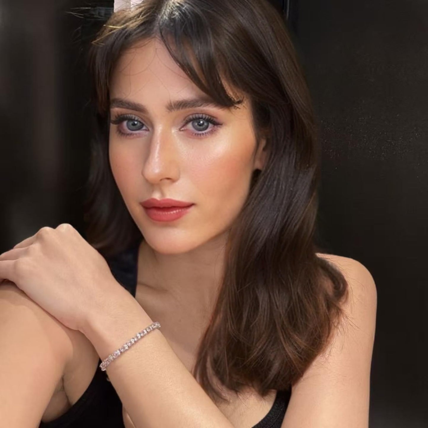 RIZILIA Round Multi-Color CZ Birthstone White Gold Plated Tennis Bracelet, 7"