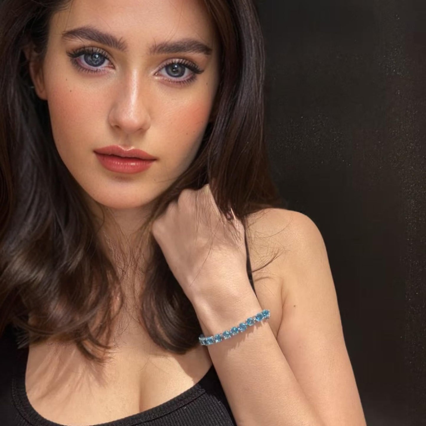 RIZILIA Round Cut Multi-Color CZ 18K Gold Plated Tennis Bracelet, 7"