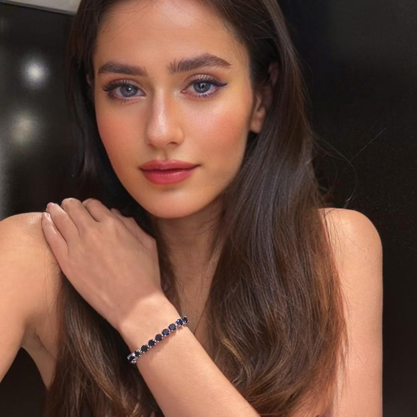 RIZILIA Round Cut Multi-Color CZ 18K Gold Plated Tennis Bracelet, 7"