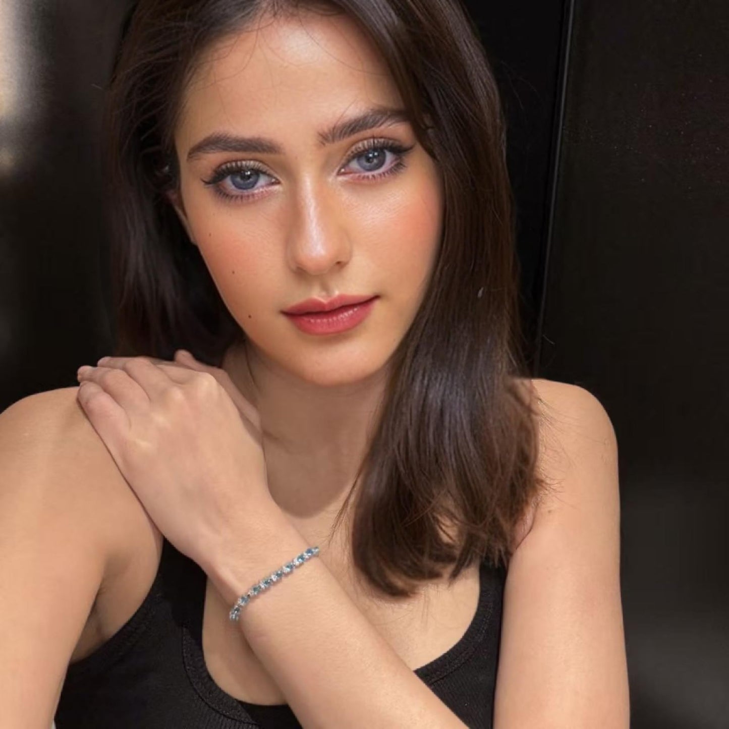 RIZILIA Round Multi-Color CZ Birthstone White Gold Plated Tennis Bracelet, 7"