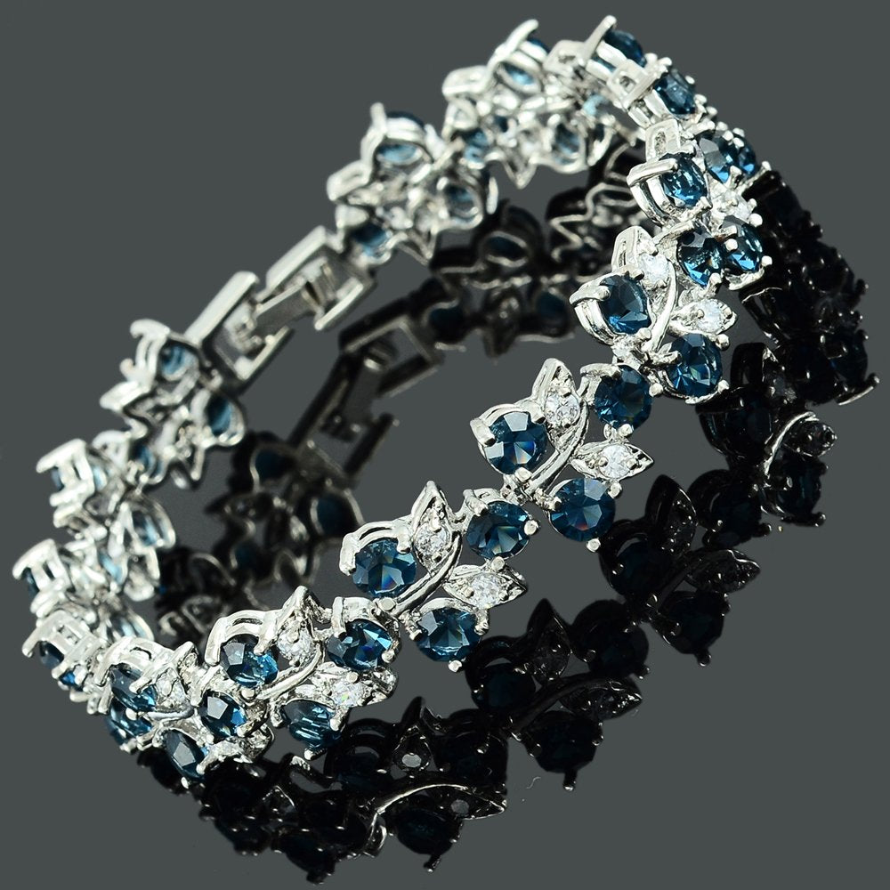 RIZILIA Blossom Tennis Bracelet for Women – 7" Round Cut Multicolor Cubic Zirconia CZ in Gold Plated, Fashion Jewelry Gift