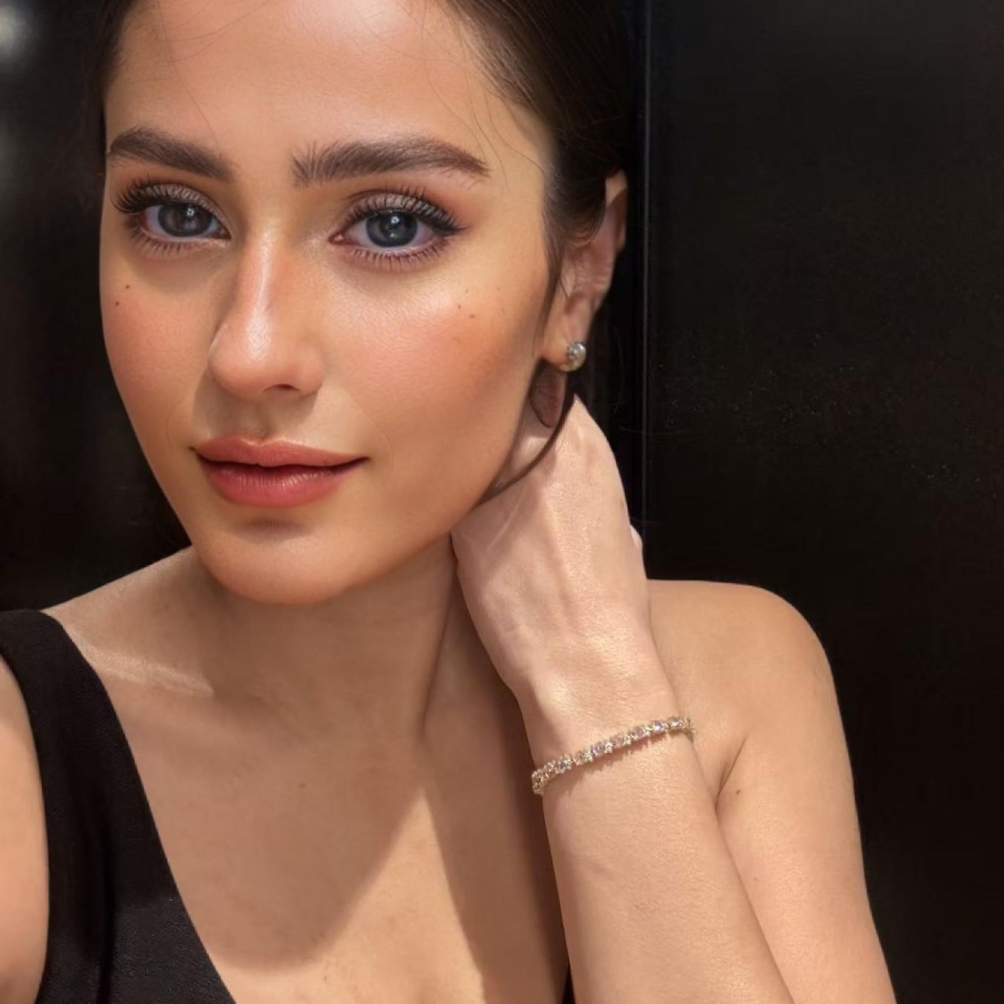 RIZILIA Eternity Tennis Bracelet & Round Cut CZ in Yellow Gold Plated, 7"