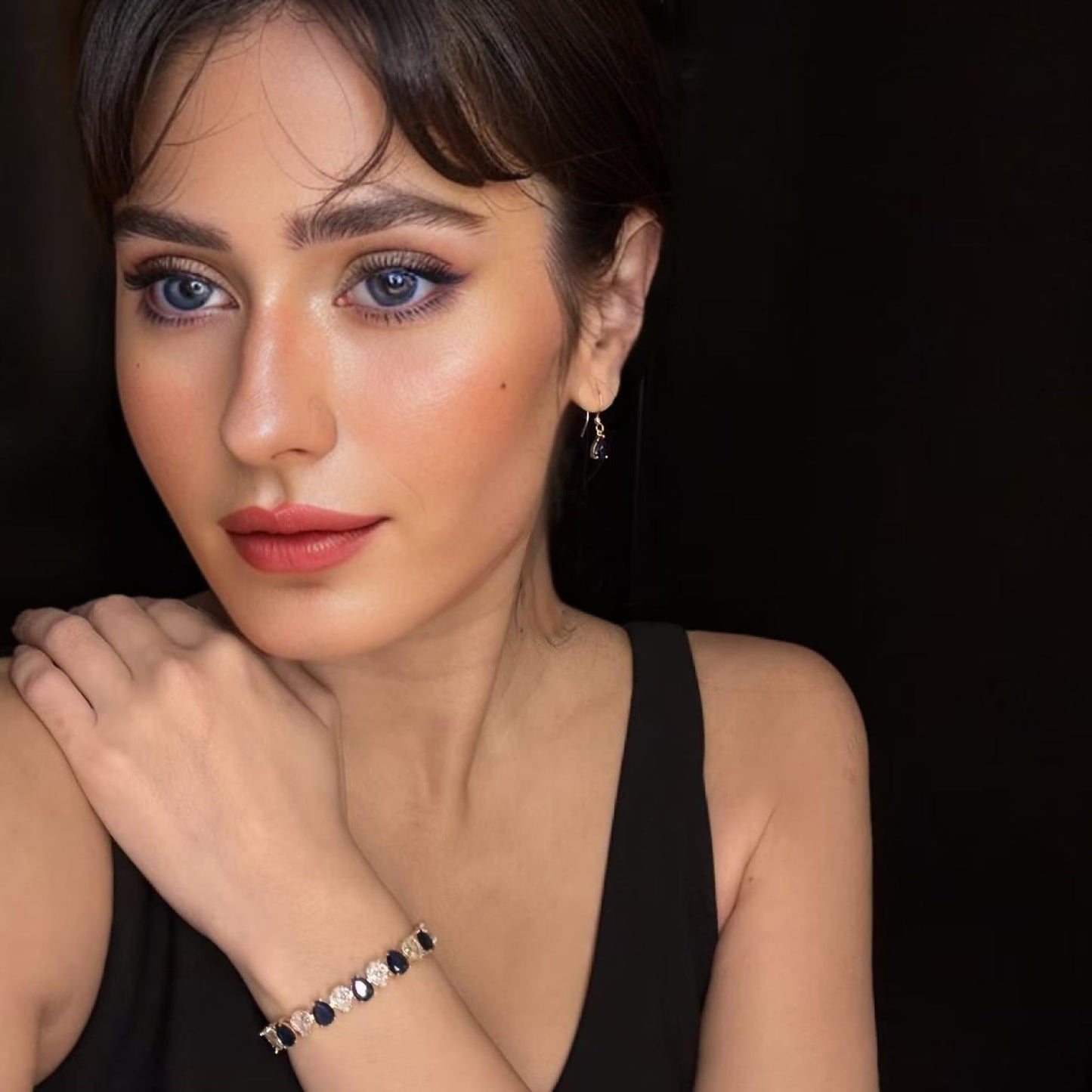 RIZILIA SPECTRUM Trendy Pear-Cut Cubic Zirconia Tennis Bracelet for Women | 14K Gold Plated 6mm Multicolor CZ Stones | 7 Inch Elegant Jewelry Gift for Her