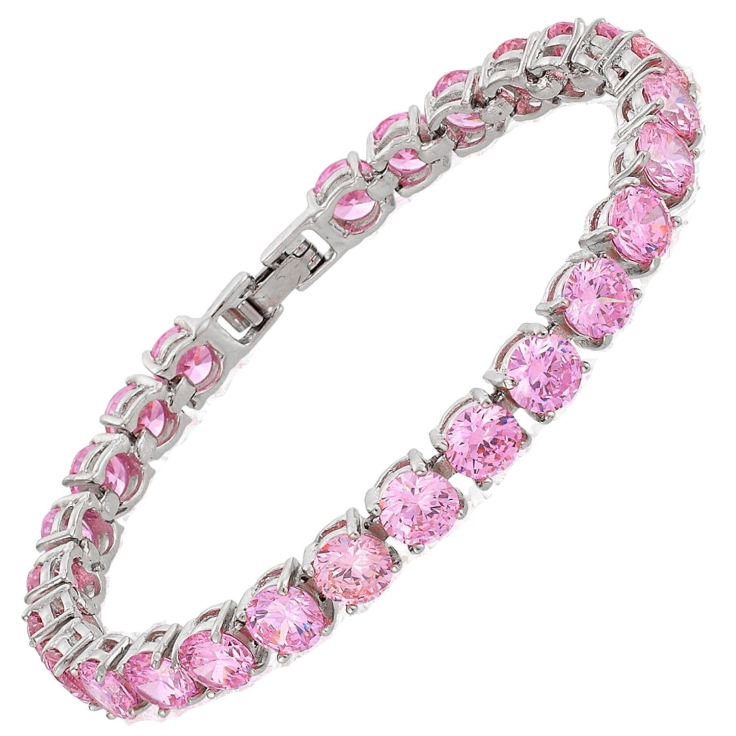 RIZILIA Round Cut Multi-Color CZ 18K Gold Plated Tennis Bracelet, 7"