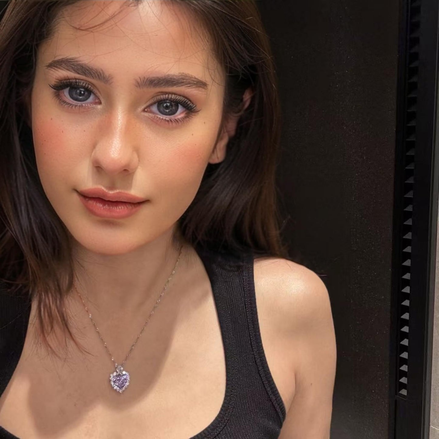 RIZILIA Ocean Heart Necklace for Women, Heart Cut Multi-Color Birthstone CZ Pendant in 18K White Gold Plated, 18 + 2 Inch Extension Chain, Modern Elegant Design Gift Idea for Women