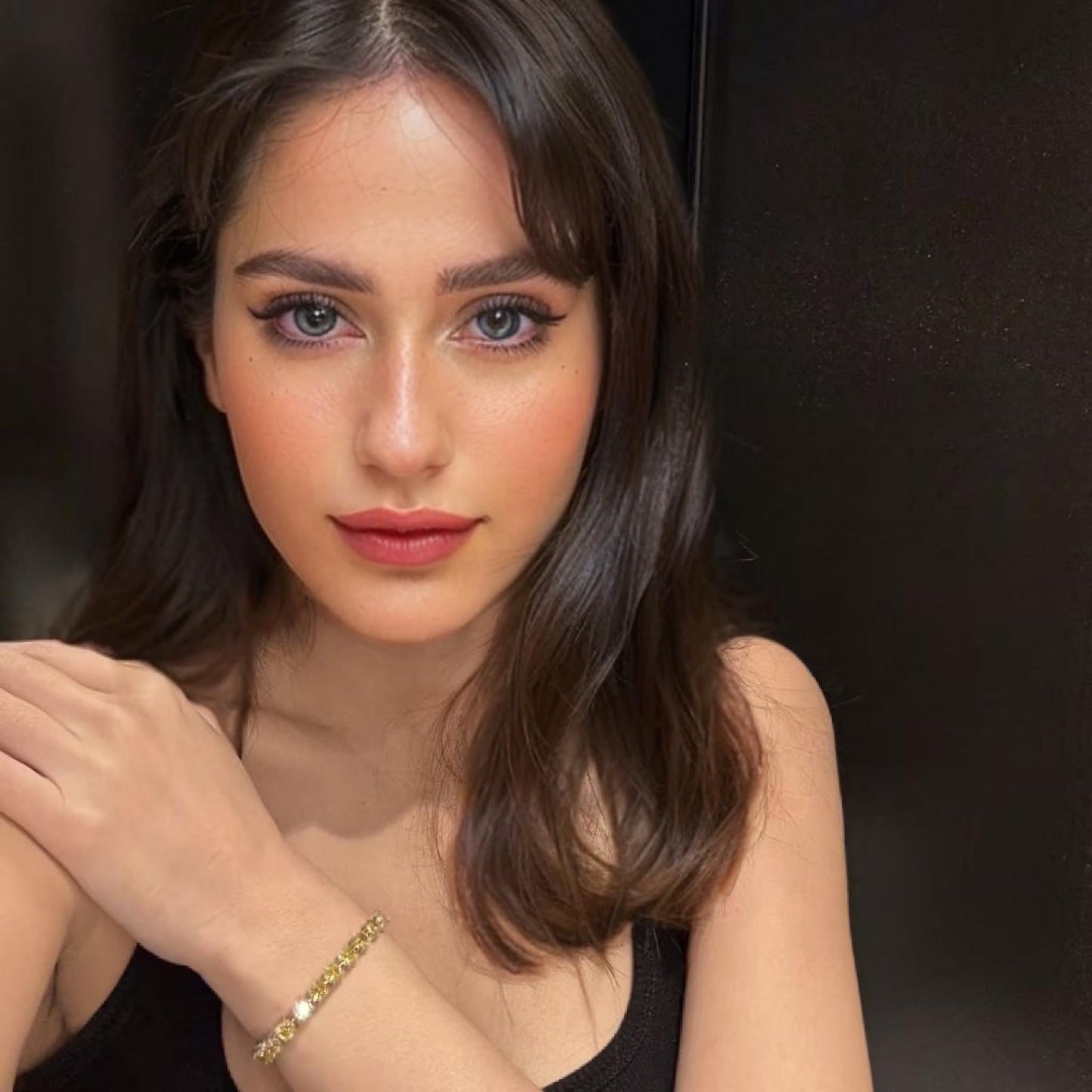 RIZILIA Round Cut Multi-Color CZ 18K Gold Plated Tennis Bracelet, 7"