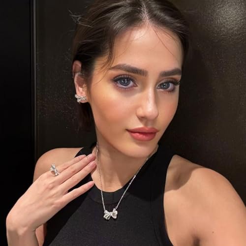 RIZILIA Bow Design Cubic Zirconia Stud Earrings in 18K White Gold Plated, Muliple colors available Hypoallergenic Lightweight Pierced Earrings, Elegant Gift for Women