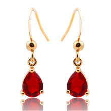 画像をギャラリービューアに読み込む, Dangle Drop Pierced Earrings with Pear Cut CZ in 18K Yellow Gold Plated, Simple Modern Elegant
