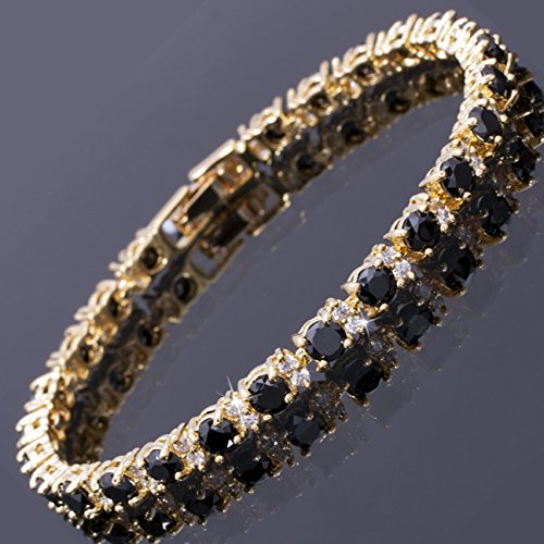RIZILIA Eternity Tennis Bracelet & Round Cut CZ in Yellow Gold Plated, 7"