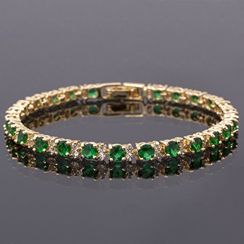 RIZILIA Eternity Tennis Bracelet & Round Cut CZ in Yellow Gold Plated, 7"