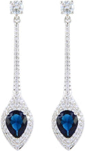 Load image into Gallery viewer, RIZILIA Dangle Drop Pierced Earrings with Pear Cut CZ [White Cubic Zirconia] in White Gold Plated, Simple Modern Elegant
