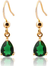画像をギャラリービューアに読み込む, Dangle Drop Pierced Earrings with Pear Cut CZ in 18K Yellow Gold Plated, Simple Modern Elegant
