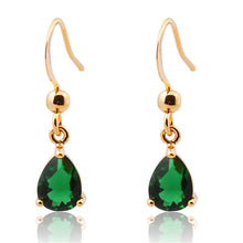 画像をギャラリービューアに読み込む, Dangle Drop Pierced Earrings with Pear Cut CZ in 18K Yellow Gold Plated, Simple Modern Elegant
