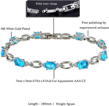 Cargar imagen en el visor de la galería, RIZILIA Tennis Bracelet &amp; Oval Cut CZ [7 Colors available] in White Gold Plated, 7&quot;
