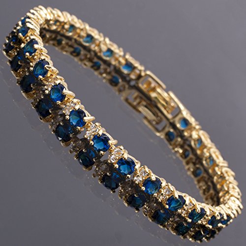 RIZILIA Eternity Tennis Bracelet & Round Cut CZ in Yellow Gold Plated, 7"