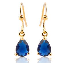 画像をギャラリービューアに読み込む, Dangle Drop Pierced Earrings with Pear Cut CZ in 18K Yellow Gold Plated, Simple Modern Elegant
