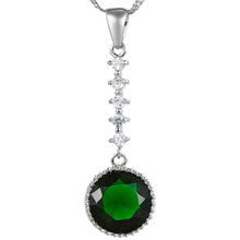 画像をギャラリービューアに読み込む, RIZILIA Pendant with 18&quot; Chain &amp; Round Cut CZ [5 Colors Available] in White Gold Plated, Simple Modern Elegant
