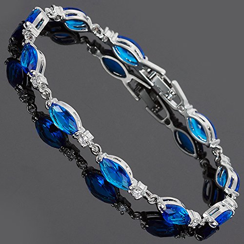 RIZILIA Tennis Bracelet & Marquise Cut CZ [3 Colors available] in White Gold Plated, 7"