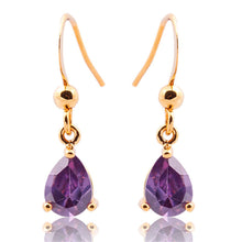 画像をギャラリービューアに読み込む, Dangle Drop Pierced Earrings with Pear Cut CZ in 18K Yellow Gold Plated, Simple Modern Elegant
