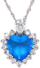 Cargar imagen en el visor de la galería, RIZILIA OCEAN HEART Pendant with 18&quot; Chain &amp; Heart Cut CZ [6 Colors available] in White Gold Plated, Simple Modern Elegant

