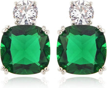 Load image into Gallery viewer, RIZILIA Classic Cushion Cut Green Emerald Stud &amp; Eternity Tennis Bracelet
