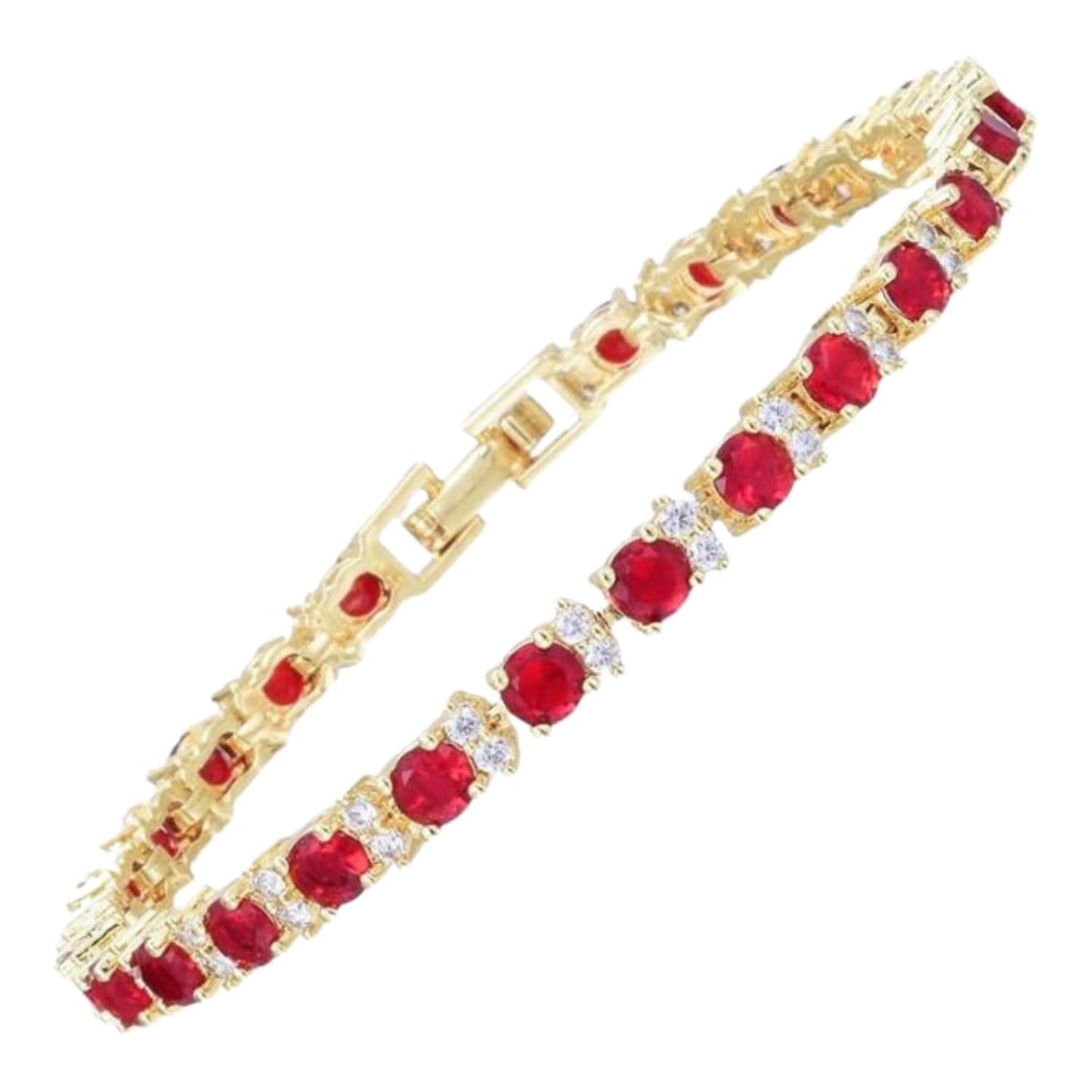 RIZILIA Eternity Tennis Bracelet & Round Cut CZ in Yellow Gold Plated, 7"