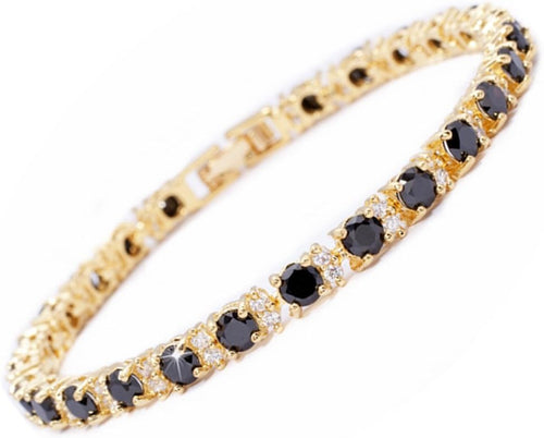 RIZILIA Eternity Tennis Bracelet & Round Cut CZ in Yellow Gold Plated, 7