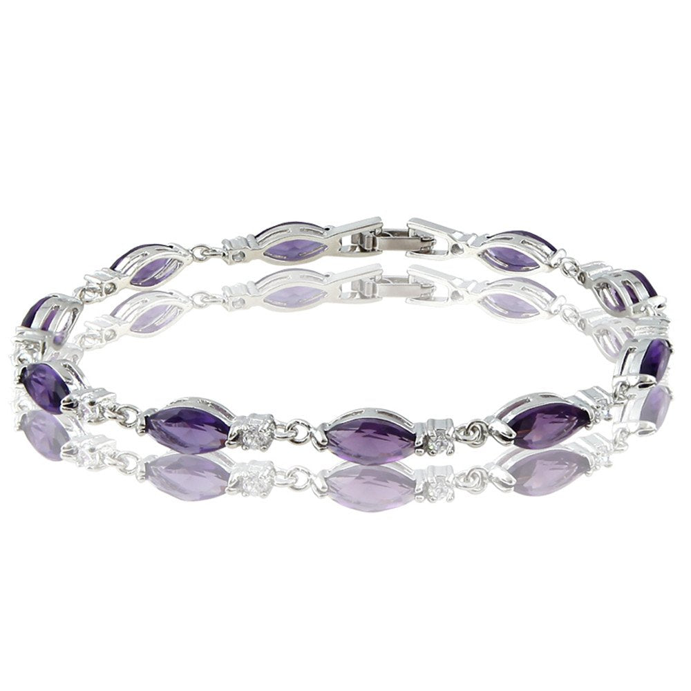RIZILIA Tennis Bracelet & Marquise Cut CZ [3 Colors available] in White Gold Plated, 7"