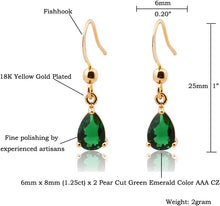 画像をギャラリービューアに読み込む, Dangle Drop Pierced Earrings with Pear Cut CZ in 18K Yellow Gold Plated, Simple Modern Elegant
