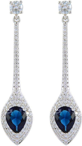 RIZILIA Dangle Drop Pierced Earrings with Pear Cut CZ [White Cubic Zirconia] in White Gold Plated, Simple Modern Elegant