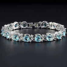 Laden Sie das Bild in den Galerie-Viewer, RIZILIA BLOSSOM Tennis Bracelet &amp; Round Cut CZ [6 Colors available] in White Gold Plated, 7&quot;
