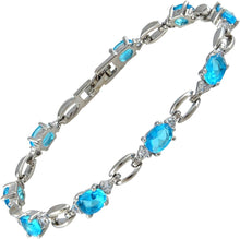 Cargar imagen en el visor de la galería, RIZILIA Tennis Bracelet &amp; Oval Cut CZ [7 Colors available] in White Gold Plated, 7&quot;
