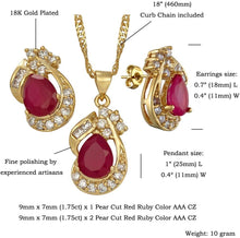 画像をギャラリービューアに読み込む, RIZILIA Red Ruby Tennis Bracelet &amp; Red Ruby Jewelry Set

