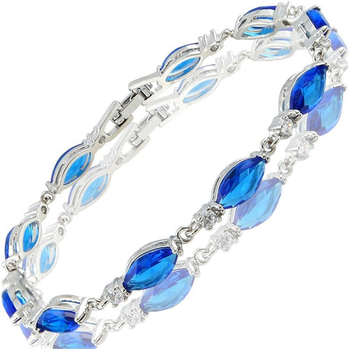 RIZILIA Tennis Bracelet & Marquise Cut CZ [3 Colors available] in White Gold Plated, 7
