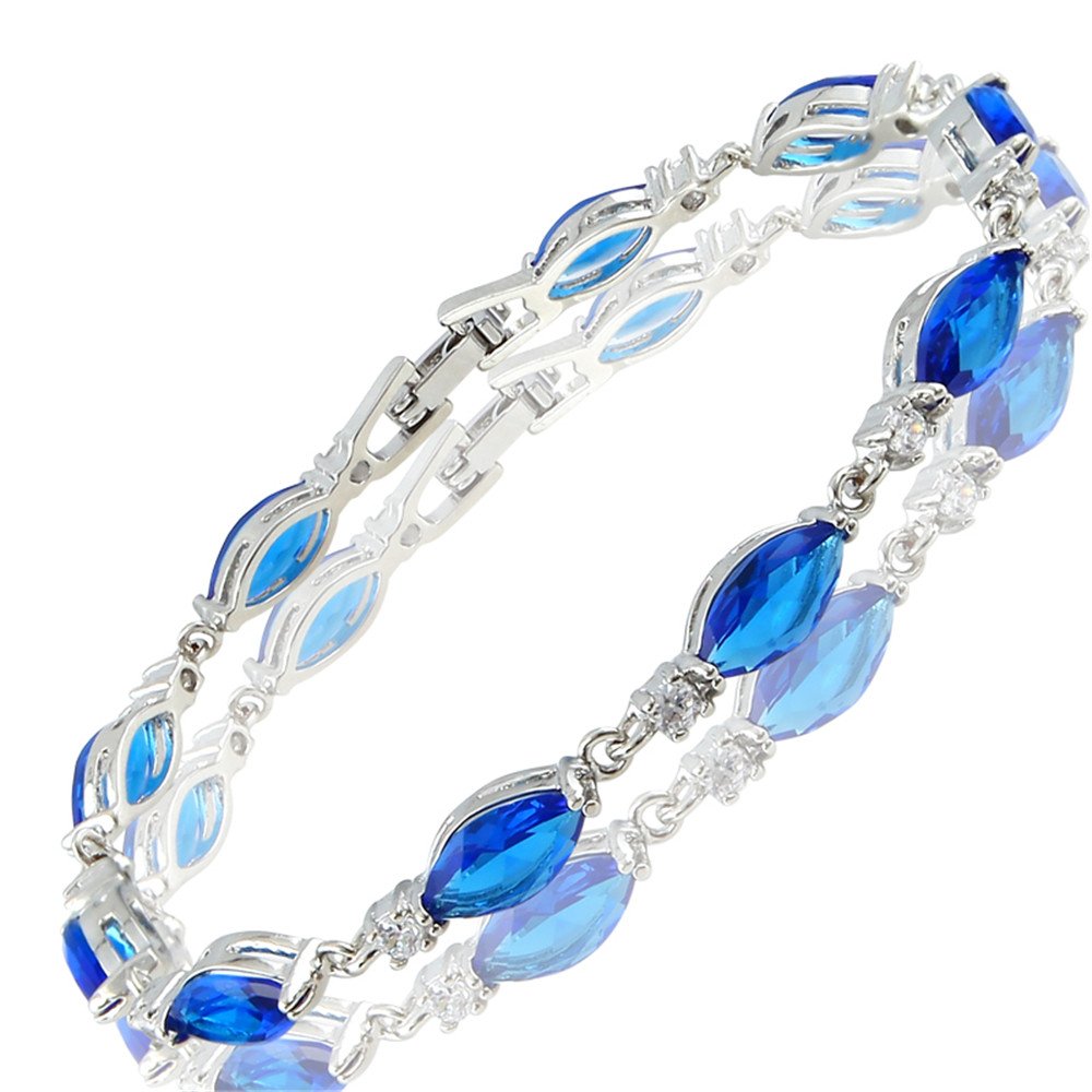 RIZILIA Tennis Bracelet & Marquise Cut CZ [3 Colors available] in White Gold Plated, 7"