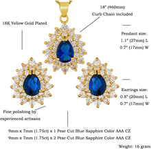 Laden Sie das Bild in den Galerie-Viewer, RIZILIA TEARDROP Jewelry Set Pendant with 18&quot; Chain &amp; Stud Earrings Pear Cut CZ in Yellow Gold Plated
