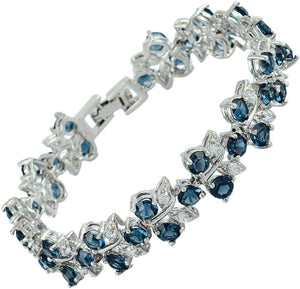 RIZILIA Blossom Tennis Bracelet for Women – 7" Round Cut Multicolor Cubic Zirconia CZ in Gold Plated, Elegant Fashion Jewelry Gift
