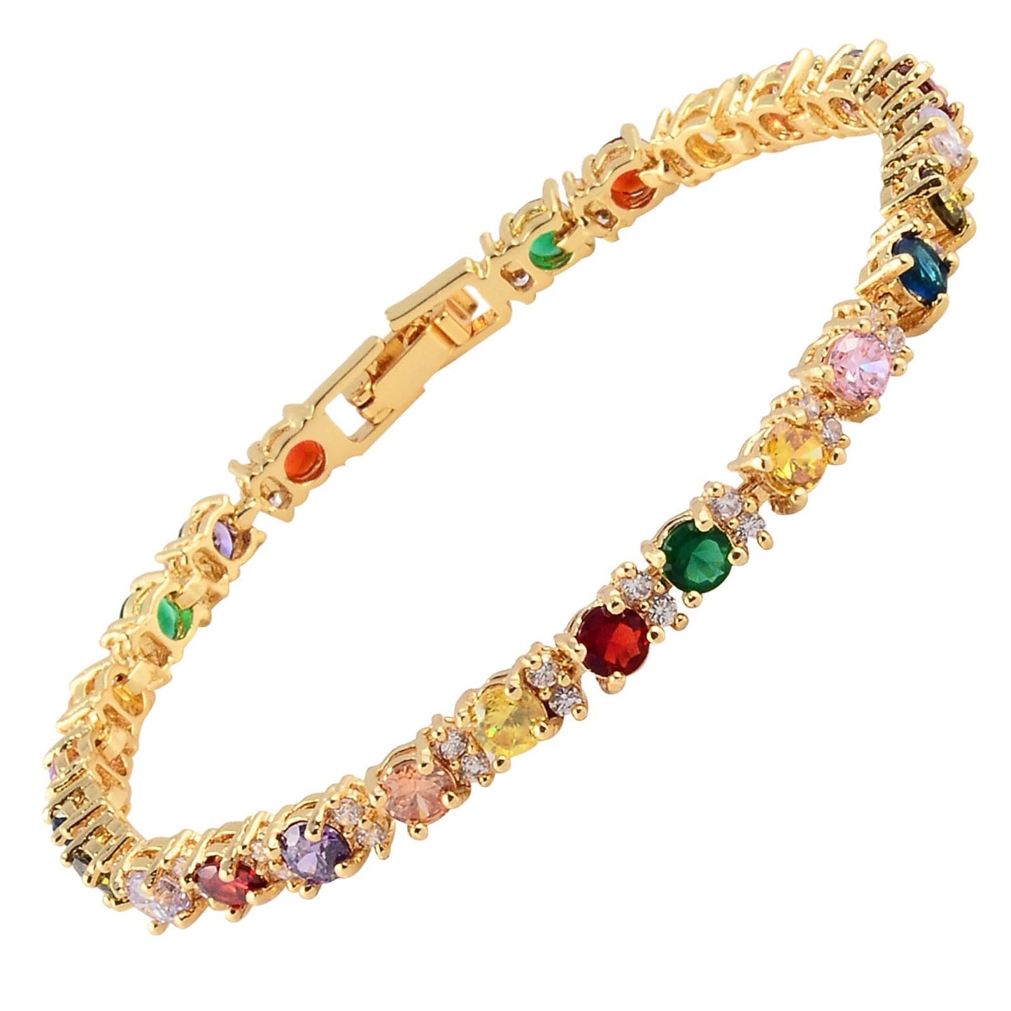 RIZILIA Eternity Tennis Bracelet & Round Cut CZ in Yellow Gold Plated, 7"
