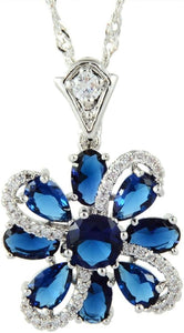 RIZILIA Blossom Pendant with 18" Chain & Round Cut CZ [4 Colors Available] in White Gold Plated, Simple Modern Elegant